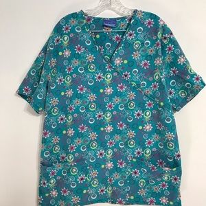 Carol’s Scrubs Top Blue Short Sleeves 1X